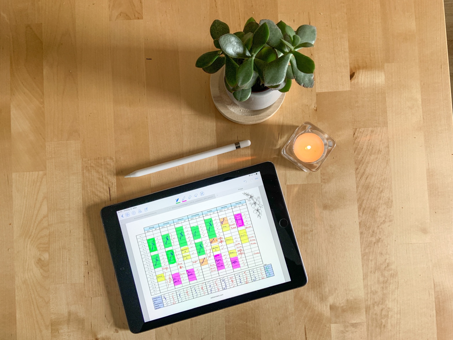 iPad mit einem Soll-Ist-Plan